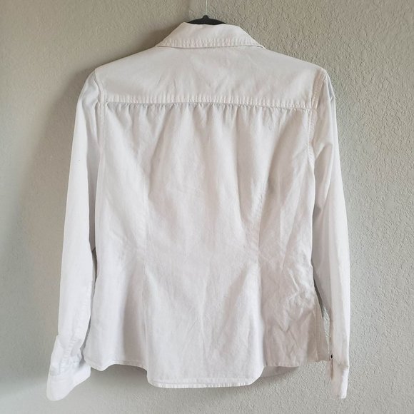 Tommy Hilfiger Woman Size L White Button Up Embroidered Dragon Fly & Logo Shirt - Picture 2 of 7